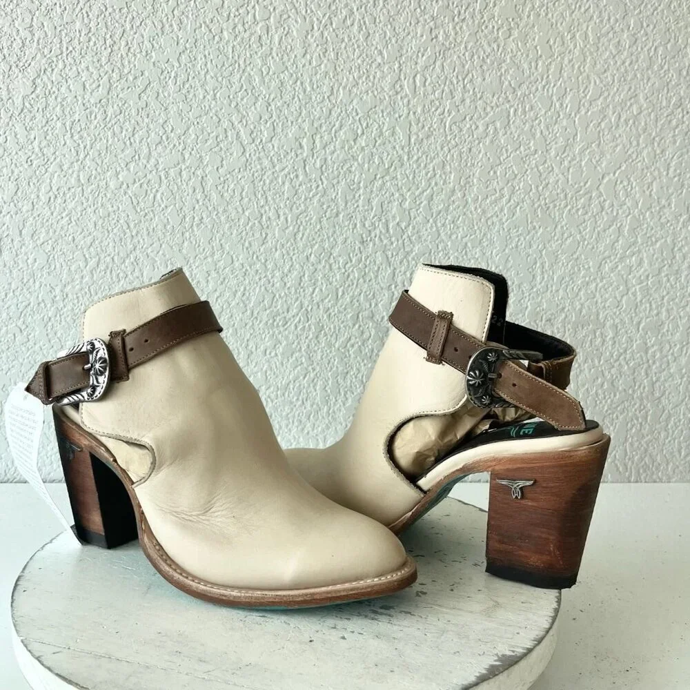New Lane HIGH NOON Womens Cowboy Booties Sz 7 Putty Western Cowgirl Short Boots